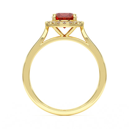 Oval Ruby Halo Ring