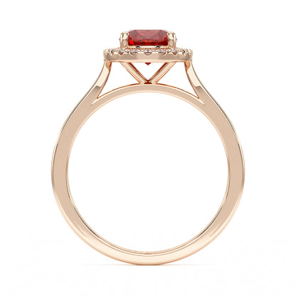 Oval Ruby Halo Ring