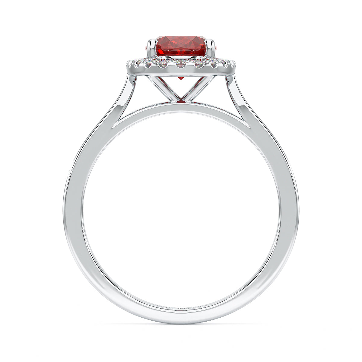 Oval Ruby Halo Ring