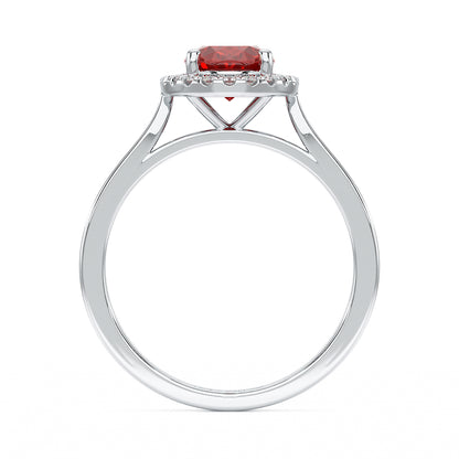 Oval Ruby Halo Ring