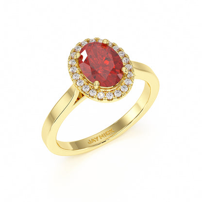 Oval Ruby Halo Ring