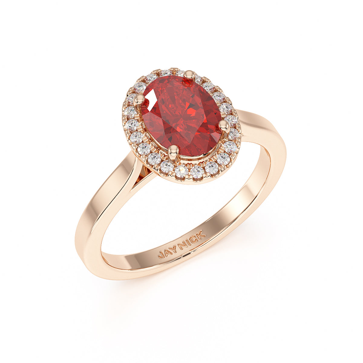 Oval Ruby Halo Ring