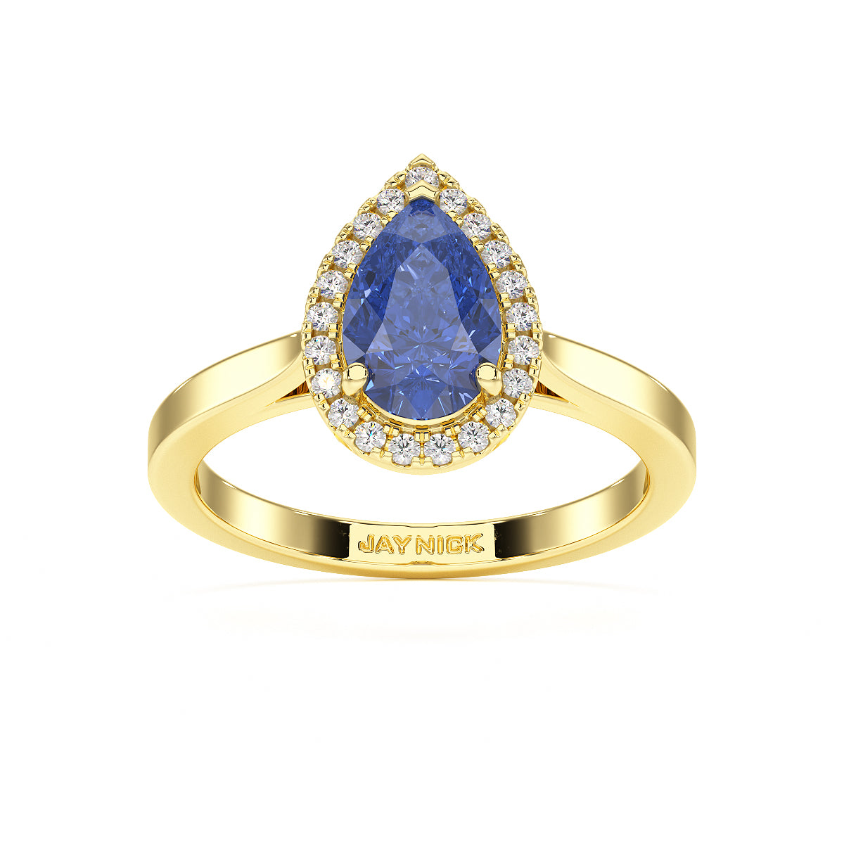 Pear Blue Sapphire Halo Ring