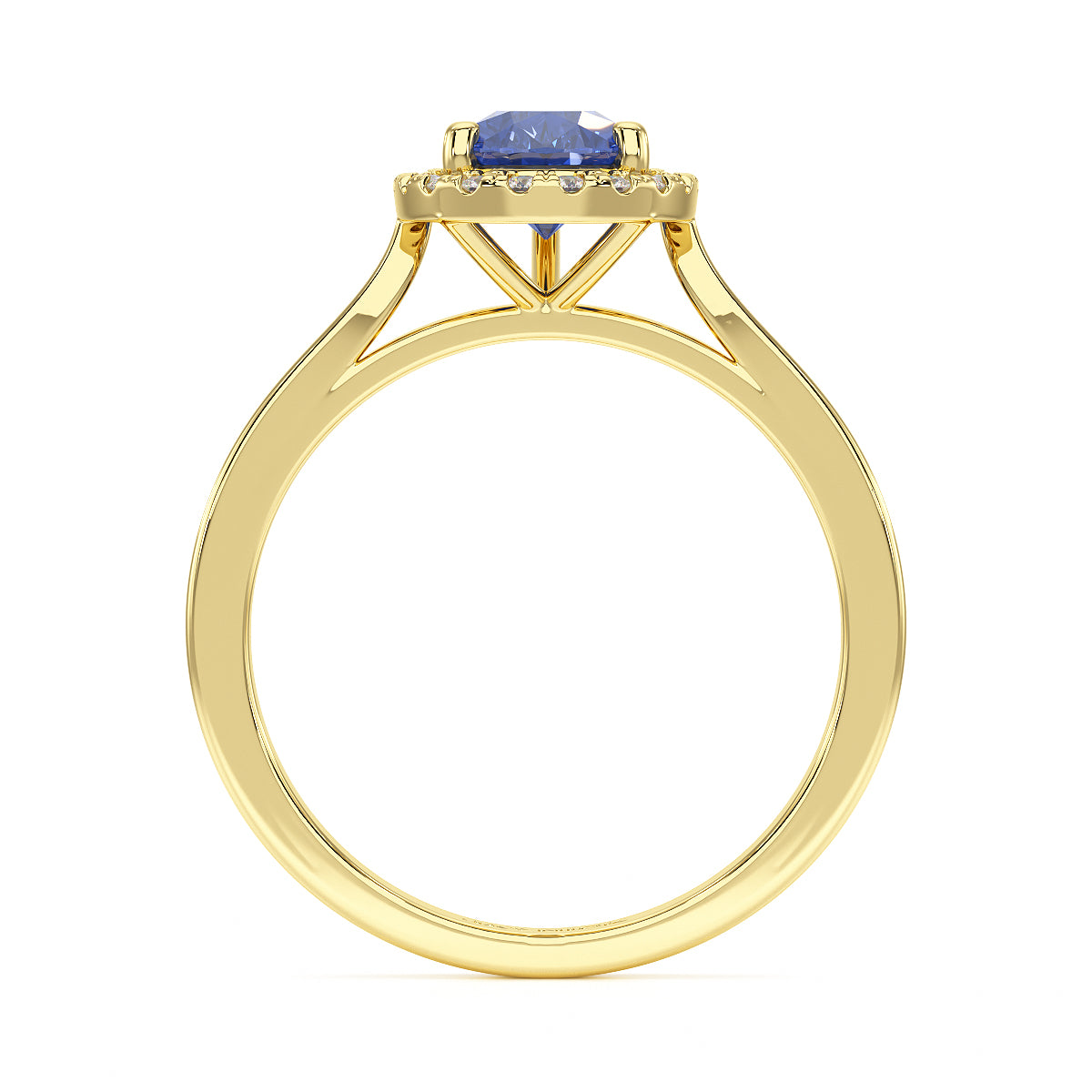 Pear Blue Sapphire Halo Ring