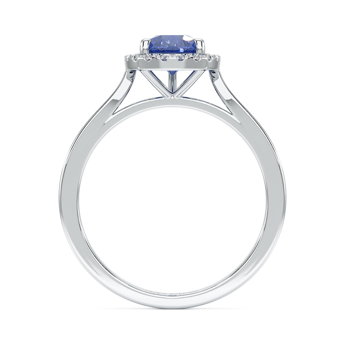 Pear Blue Sapphire Halo Ring