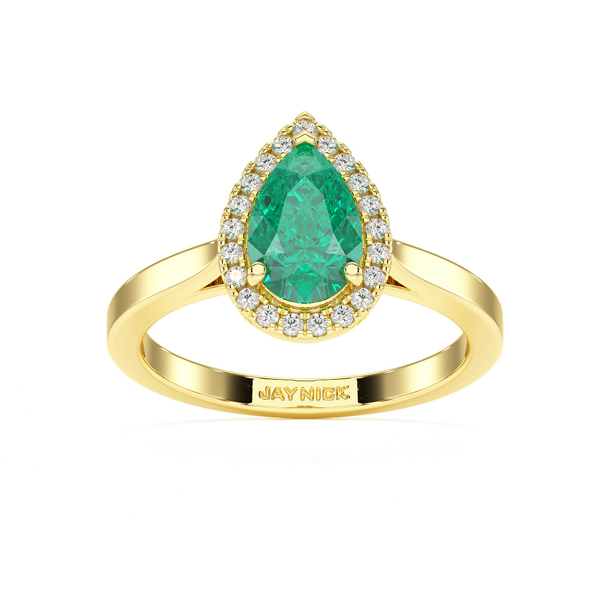 Pear Emerald Halo Ring