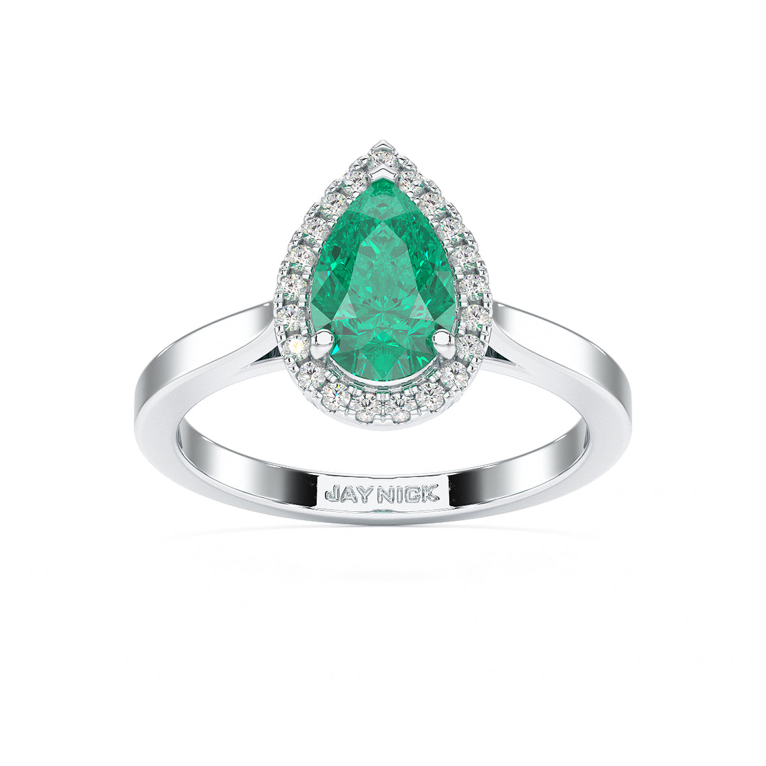 Pear Emerald Halo Ring