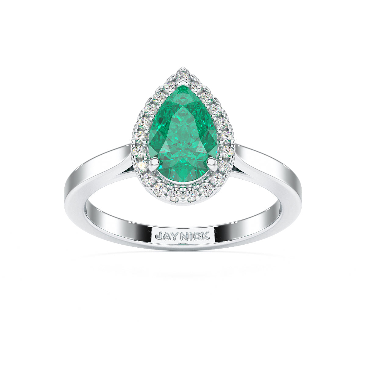 Pear Emerald Halo Ring