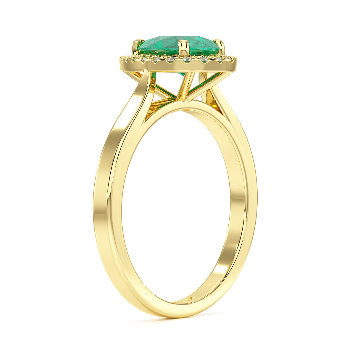 Pear Emerald Halo Ring