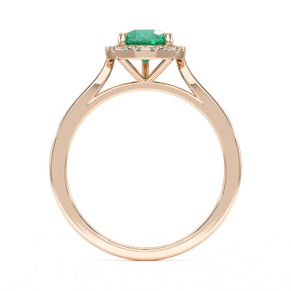 Pear Emerald Halo Ring