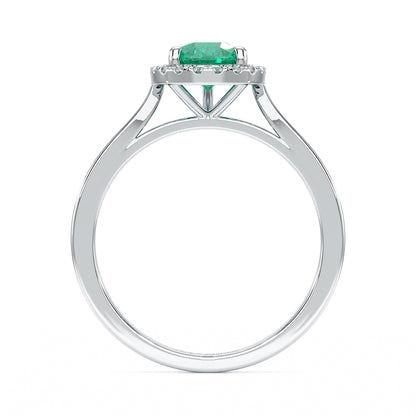 Pear Emerald Halo Ring