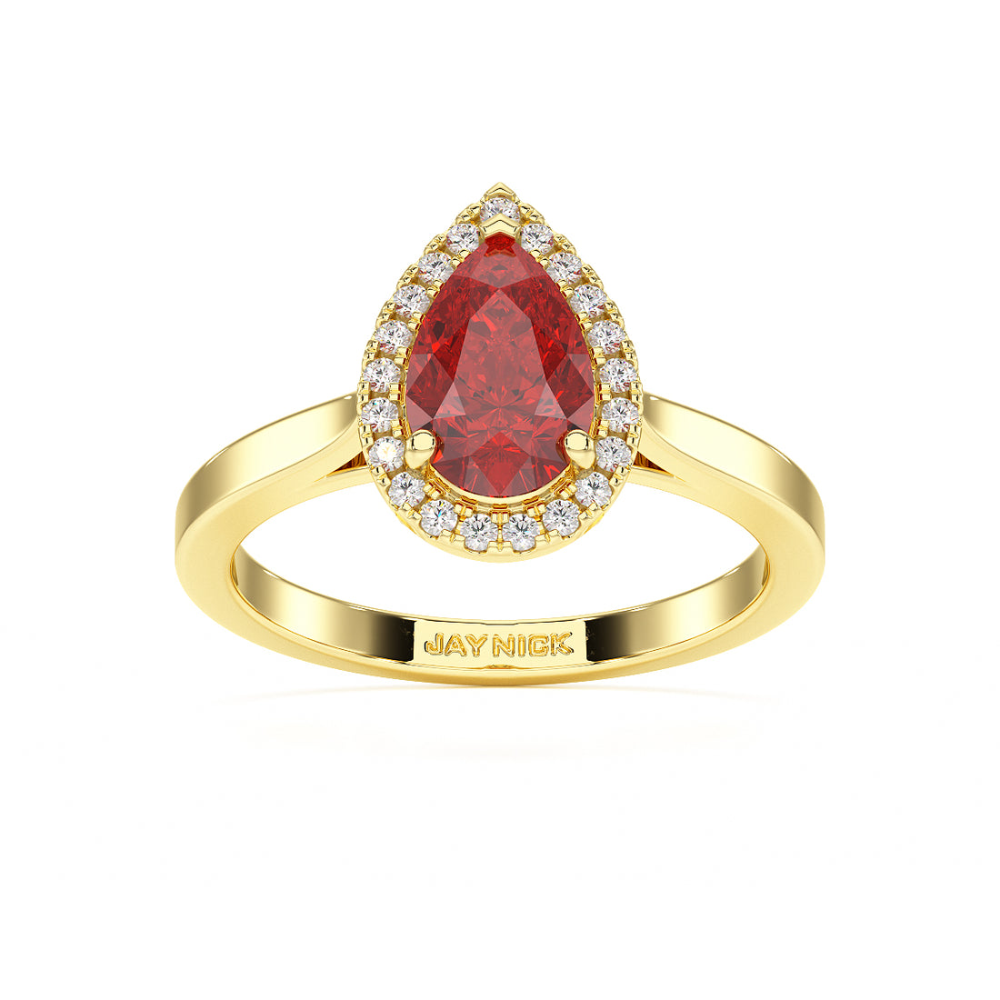 Pear Ruby Halo Ring