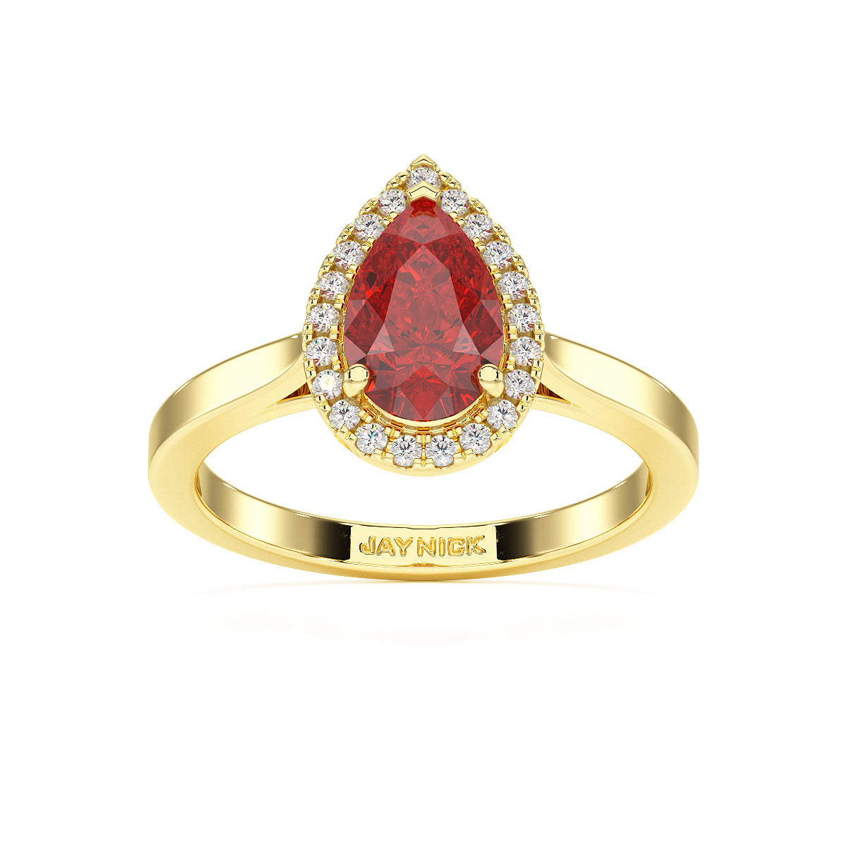 Pear Ruby Halo Ring