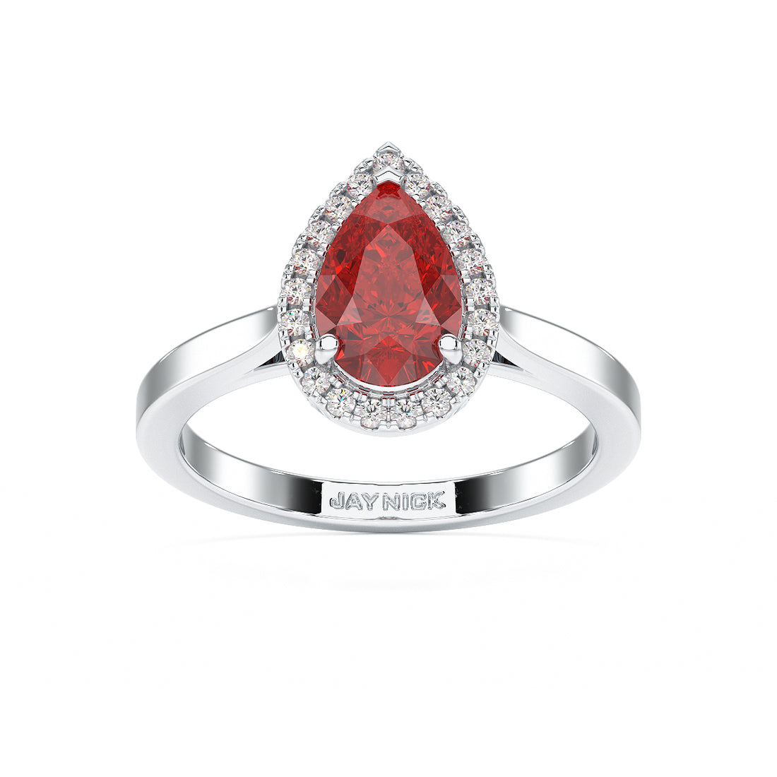 Pear Ruby Halo Ring