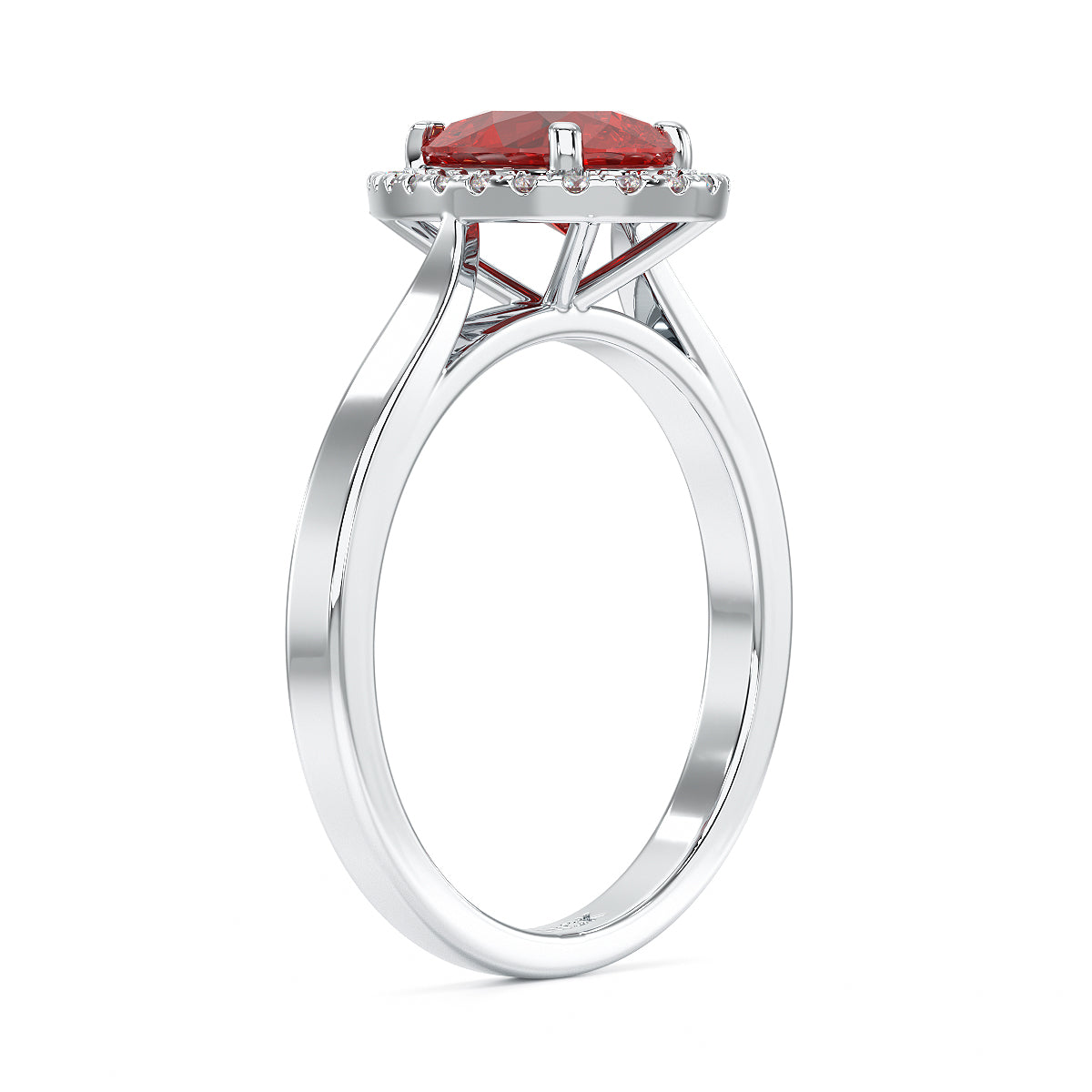 Pear Ruby Halo Ring