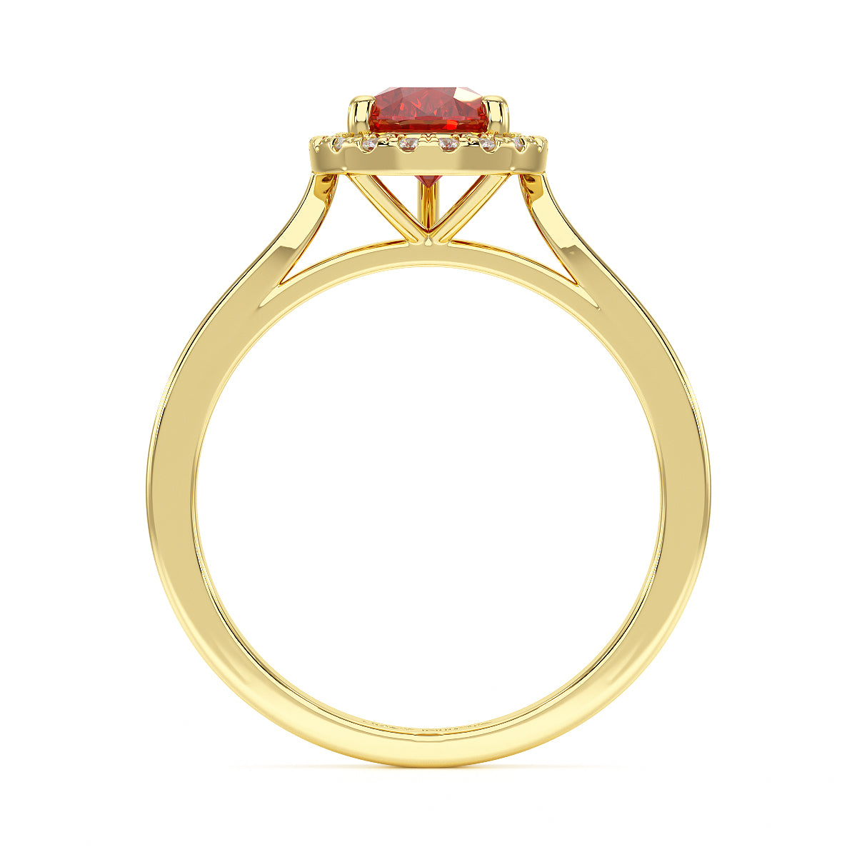 Pear Ruby Halo Ring