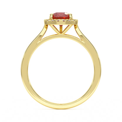 Pear Ruby Halo Ring