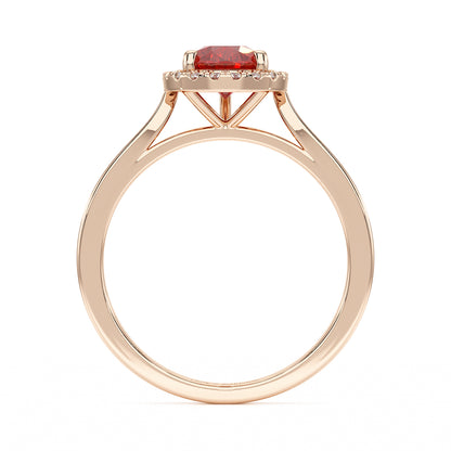 Pear Ruby Halo Ring