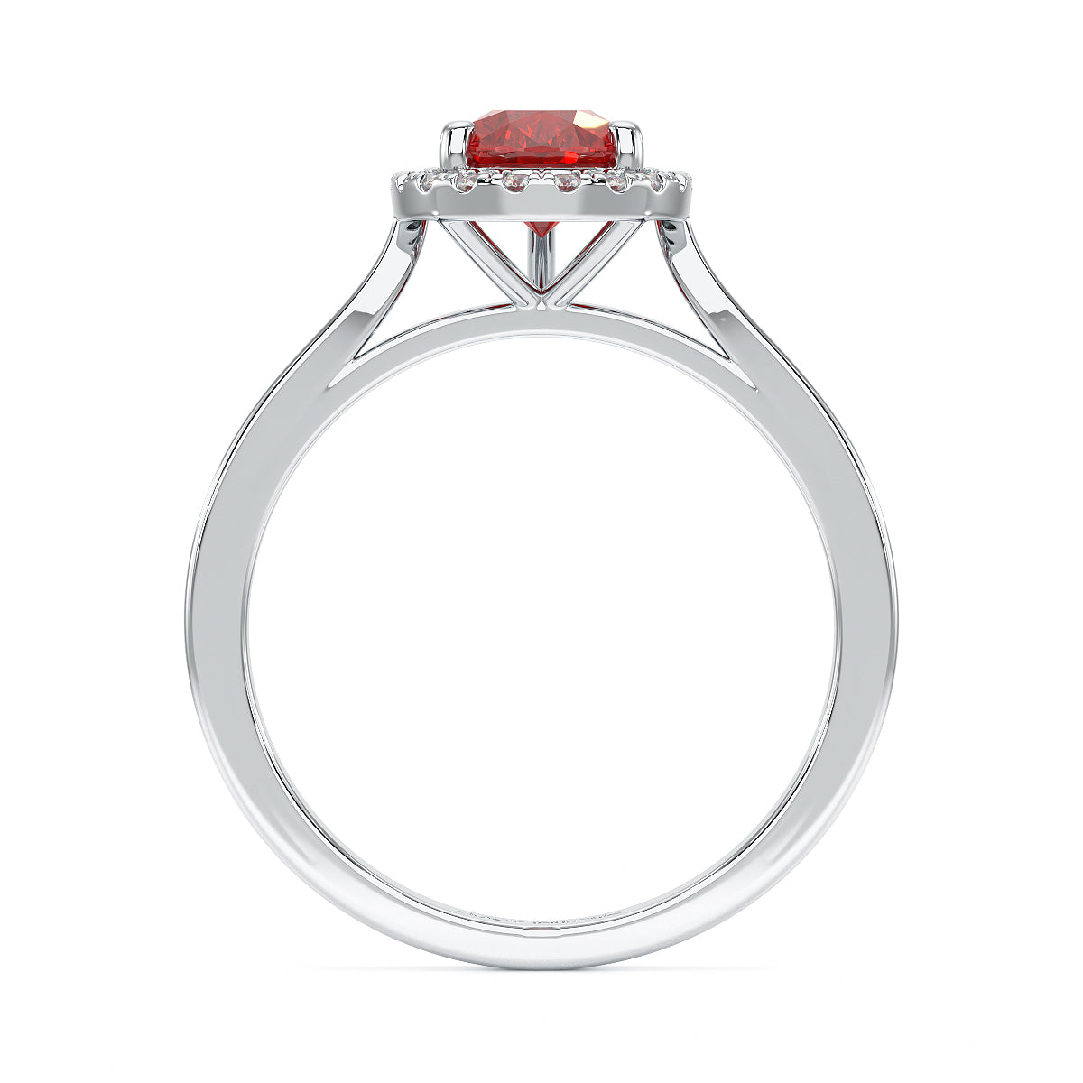 Pear Ruby Halo Ring