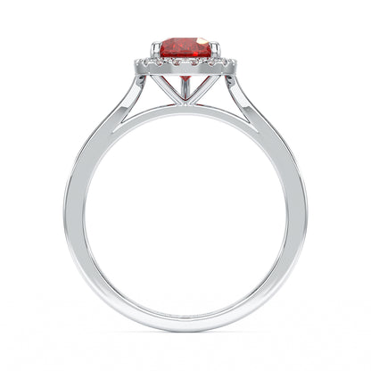 Pear Ruby Halo Ring