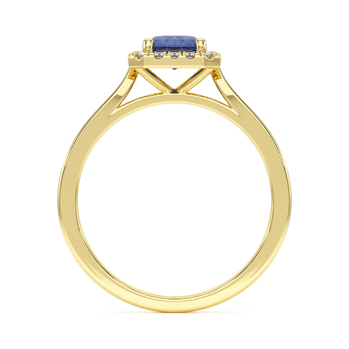 Rectangular Blue Sapphire Halo Ring