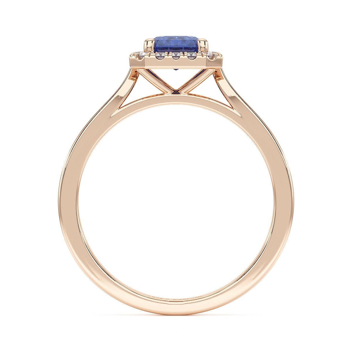 Rectangular Blue Sapphire Halo Ring