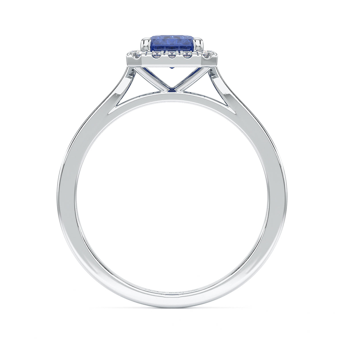 Rectangular Blue Sapphire Halo Ring