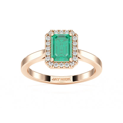 Rectangular Emerald Halo Ring