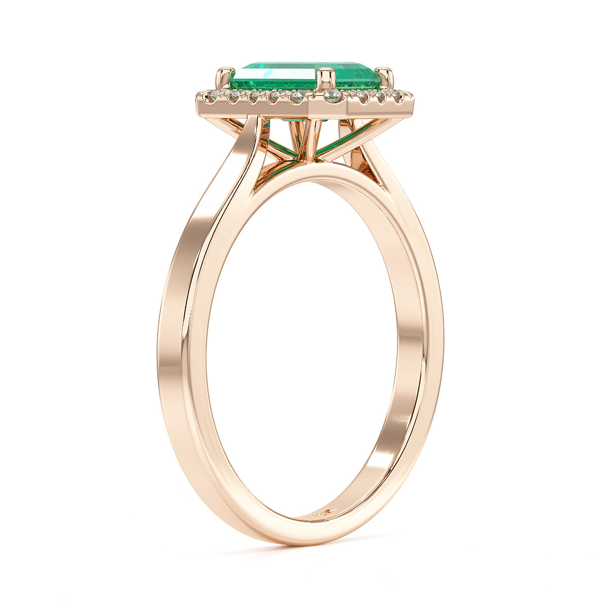 Rectangular Emerald Halo Ring