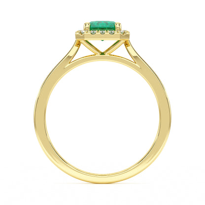 Rectangular Emerald Halo Ring