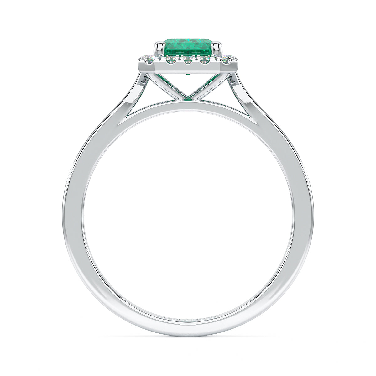 Rectangular Emerald Halo Ring