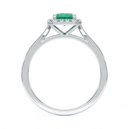 Rectangular Emerald Halo Ring