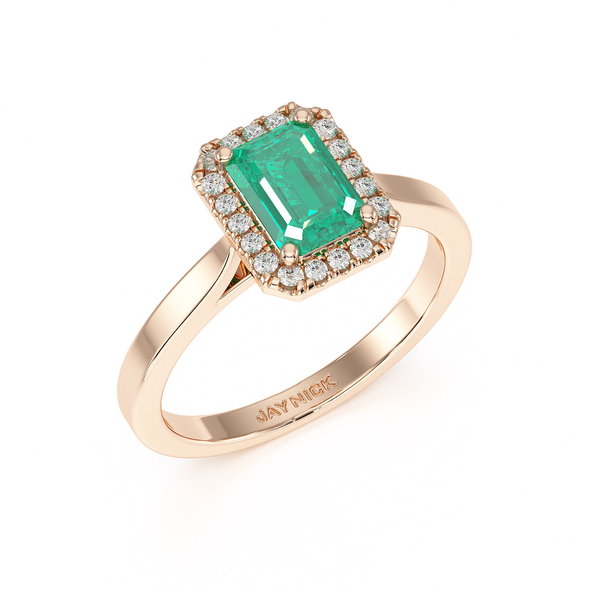 Rectangular Emerald Halo Ring