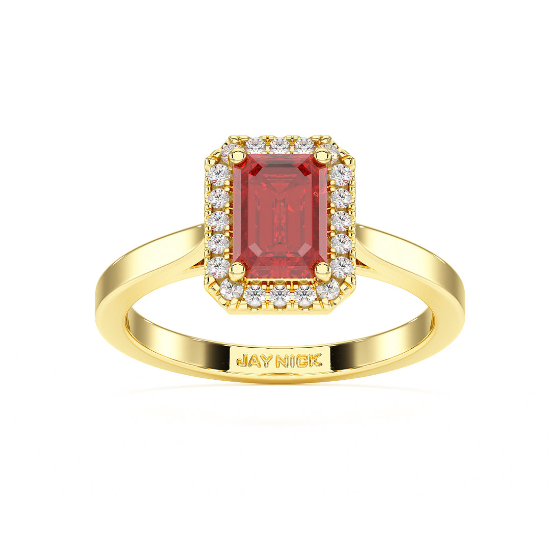 Rectangular Ruby Halo Ring