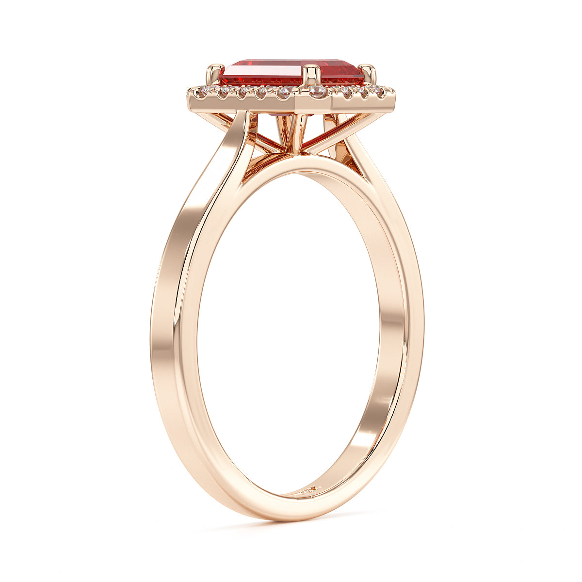 Rectangular Ruby Halo Ring