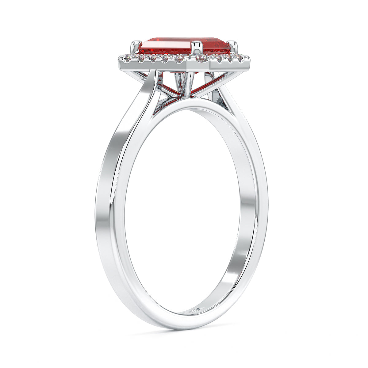 Rectangular Ruby Halo Ring