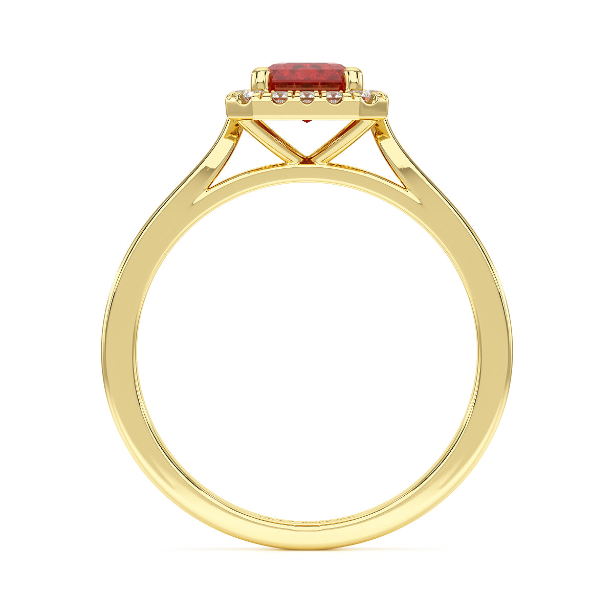 Rectangular Ruby Halo Ring