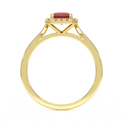 Rectangular Ruby Halo Ring