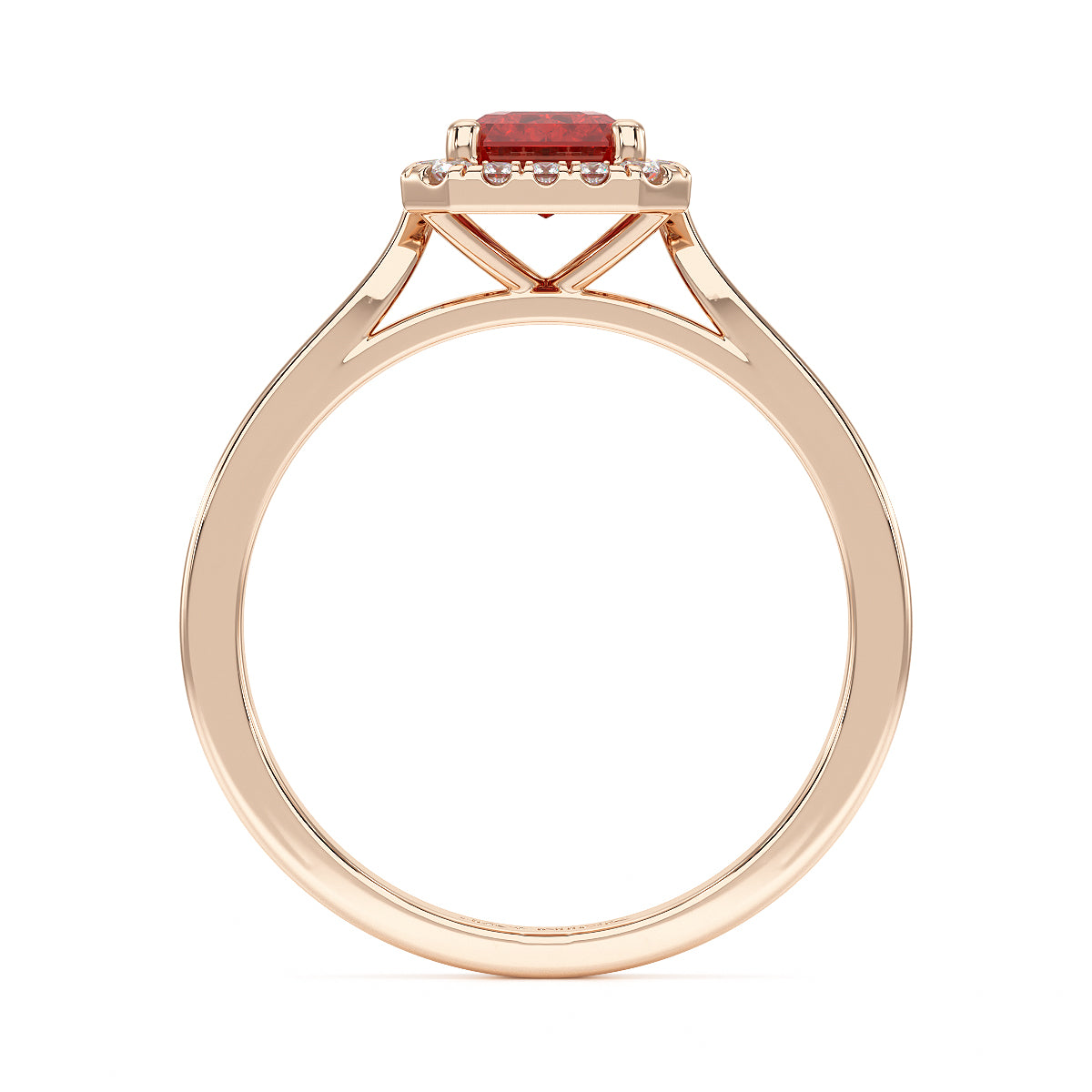 Rectangular Ruby Halo Ring