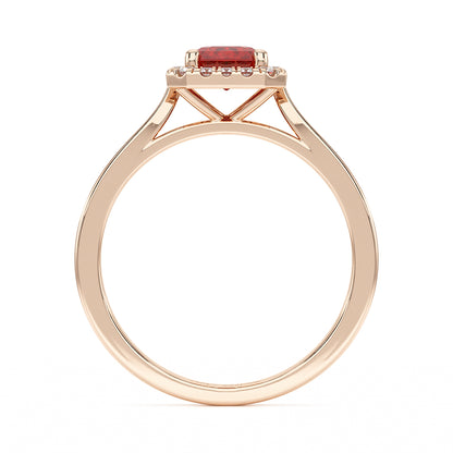 Rectangular Ruby Halo Ring