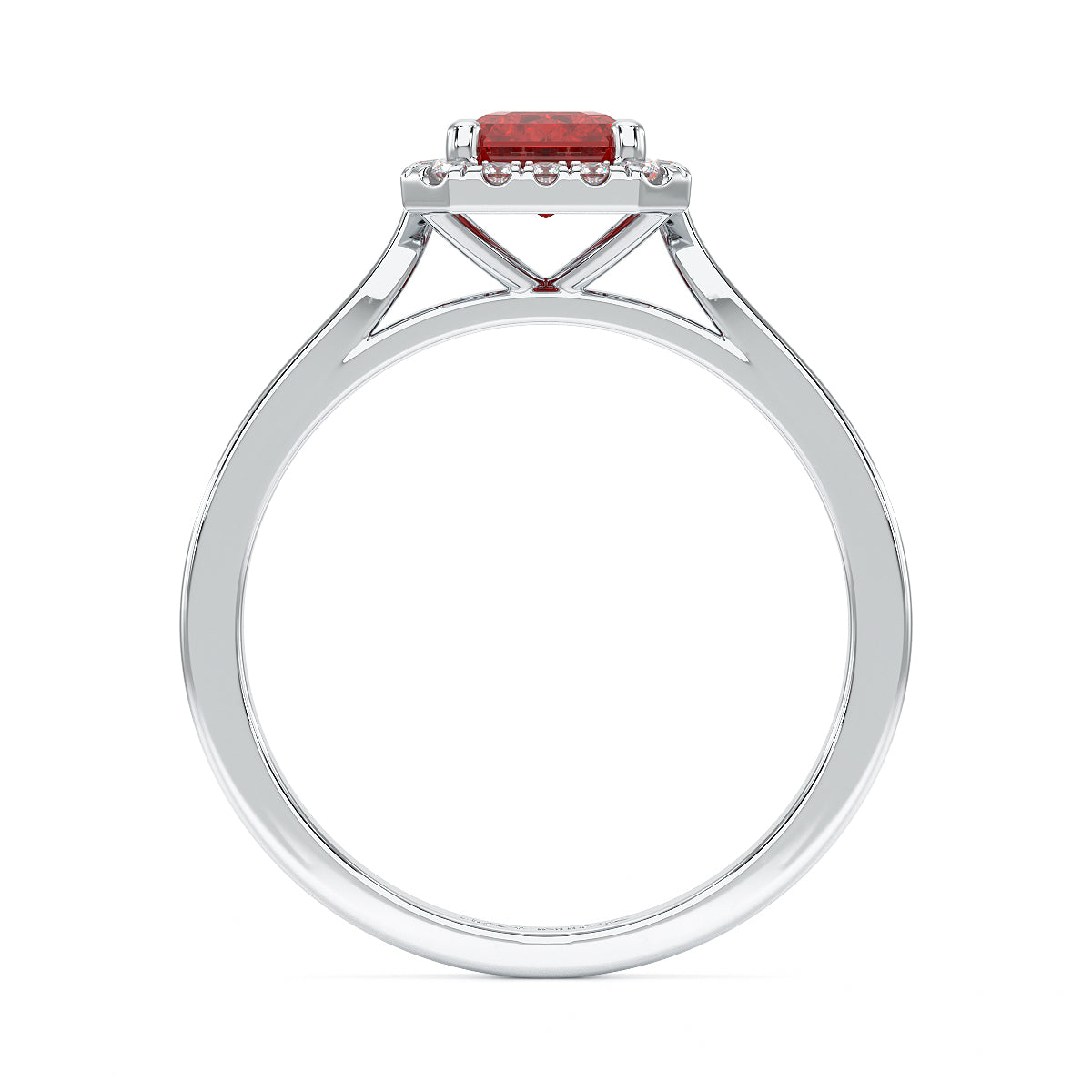 Rectangular Ruby Halo Ring