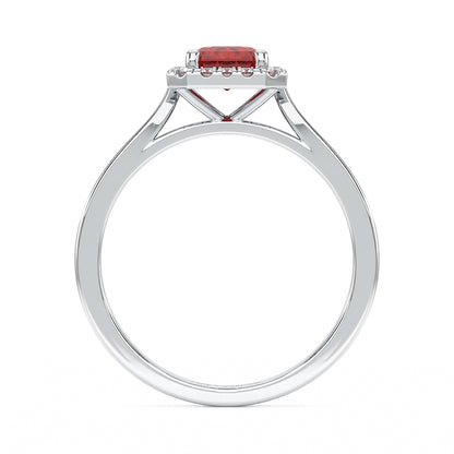 Rectangular Ruby Halo Ring