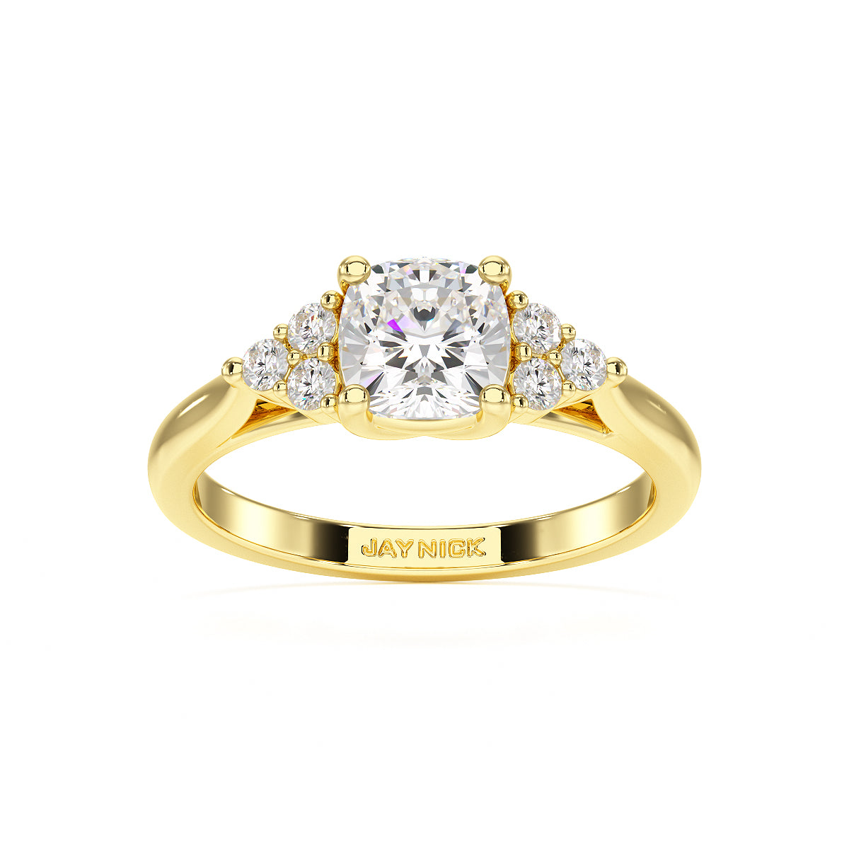 Cushion Trefoil Engagement Ring