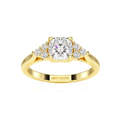 Cushion Trefoil Engagement Ring