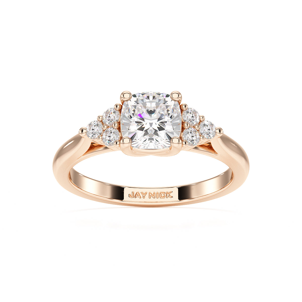 Cushion Trefoil Engagement Ring