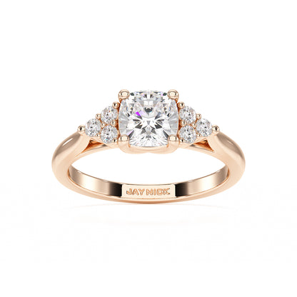 Cushion Trefoil Engagement Ring