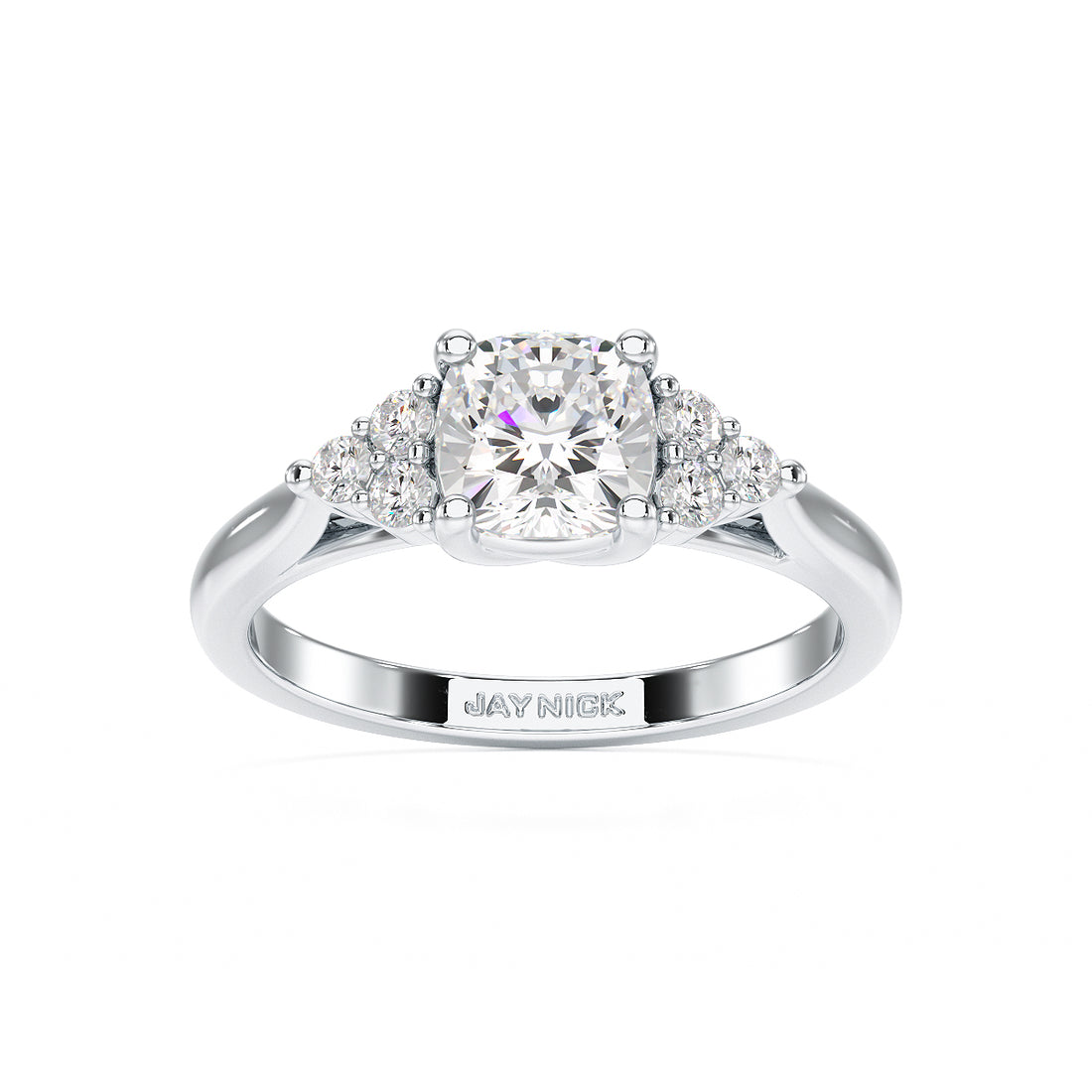 Cushion Trefoil Engagement Ring