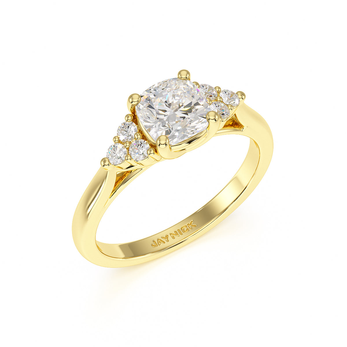 Cushion Trefoil Engagement Ring