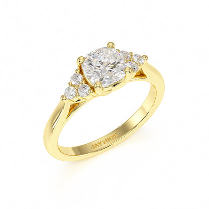 Cushion Trefoil Engagement Ring