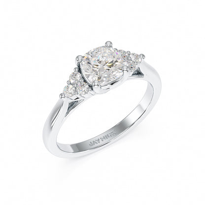 Cushion Trefoil Engagement Ring